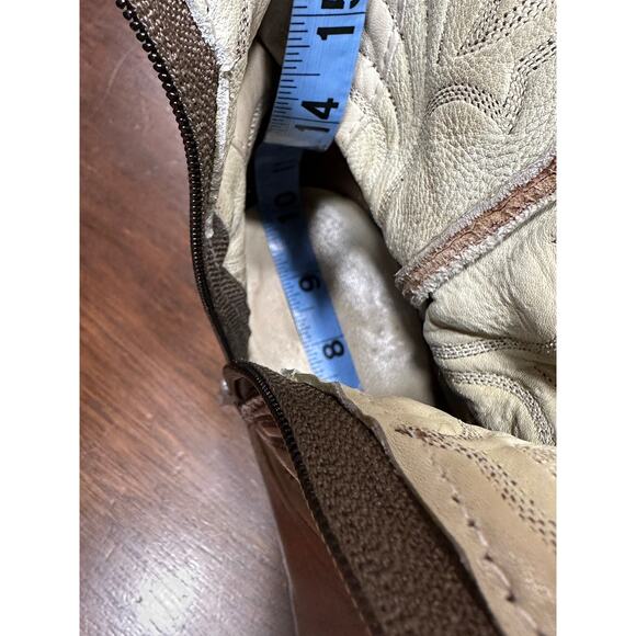 VTG Leather Western Cowgirl Zip Boots Women 9 Aztec Distressed Festival Concert - Picture 11 of 11